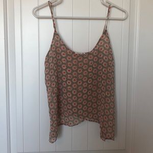 Tan flowery tank top